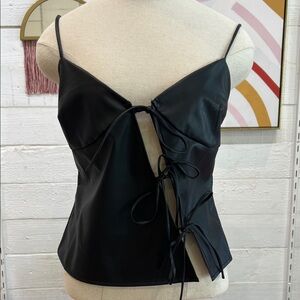 Sleek Black Women's Camisole with Tie-Back